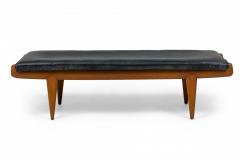 Vittorio Dassi Mobilificio Dassi Dassi Vittorio Dassi Italian Modern Walnut and Black Leather Upholstered Long Bench - 4274809