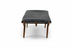 Vittorio Dassi Mobilificio Dassi Dassi Vittorio Dassi Italian Modern Walnut and Black Leather Upholstered Long Bench - 4274810