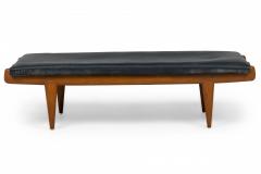 Vittorio Dassi Mobilificio Dassi Dassi Vittorio Dassi Italian Modern Walnut and Black Leather Upholstered Long Bench - 4274812