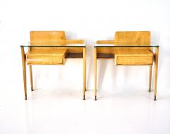 Vittorio Dassi Mobilificio Dassi Dassi pair of Vittorio Dassi bed side tables maple veneered brass and glass 1950 - 4127210