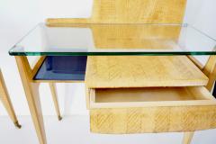 Vittorio Dassi Mobilificio Dassi Dassi pair of Vittorio Dassi bed side tables maple veneered brass and glass 1950 - 4127214