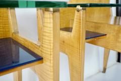 Vittorio Dassi Mobilificio Dassi Dassi pair of Vittorio Dassi bed side tables maple veneered brass and glass 1950 - 4127215