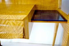 Vittorio Dassi Mobilificio Dassi Dassi pair of Vittorio Dassi bed side tables maple veneered brass and glass 1950 - 4127216