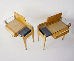 Vittorio Dassi Mobilificio Dassi Dassi pair of Vittorio Dassi bed side tables maple veneered brass and glass 1950 - 4127219