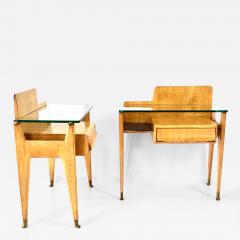 Vittorio Dassi Mobilificio Dassi Dassi pair of Vittorio Dassi bed side tables maple veneered brass and glass 1950 - 4127589