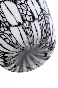 Vittorio Ferro Vittorio Ferro Hand Blown Glass Vase with Unique Black and White Murrhines 1990s - 220283