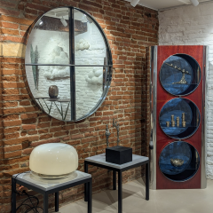 Vittorio Introini LARGE CHROME PLATED STEEL MIRROR VITTORIO INTROINI EDITION SAPORITI 1970  - 4335339