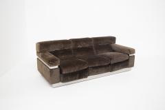 Vittorio Introini Vittorio Introini Italian Sofa in Brown Velvet and Steel - 2216295