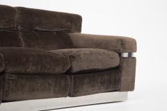 Vittorio Introini Vittorio Introini Italian Sofa in Brown Velvet and Steel - 2216296