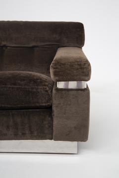 Vittorio Introini Vittorio Introini Italian Sofa in Brown Velvet and Steel - 2216299