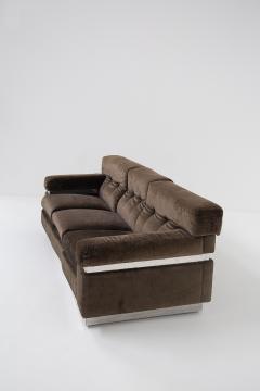 Vittorio Introini Vittorio Introini Italian Sofa in Brown Velvet and Steel - 2216300