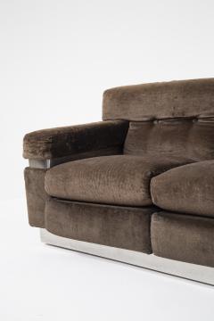 Vittorio Introini Vittorio Introini Italian Sofa in Brown Velvet and Steel - 2216301