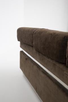 Vittorio Introini Vittorio Introini Italian Sofa in Brown Velvet and Steel - 2216303