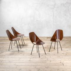 Vittorio Nobili Medea Chair Set of 4 by Vittorio Nobili in Metal and Curved Wood - 4487844