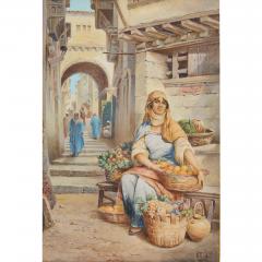 Vittorio Rappini Set of four watercolours of Orientalist street scenes by Rappini - 3710524