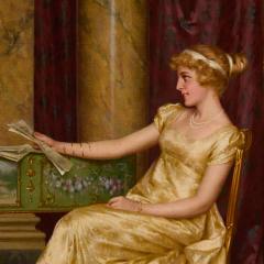 Vittorio Reggianini The Recital large antique Italian genre oil painting by Vittorio Reggianini - 4380587