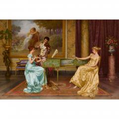 Vittorio Reggianini The Recital large antique Italian genre oil painting by Vittorio Reggianini - 4380589