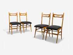 Vittorio Vago Mobili Six Dining Chairs Fruitwood Fabric Italy 1960s - 4533659