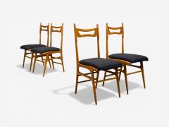 Vittorio Vago Mobili Six Dining Chairs Fruitwood Fabric Italy 1960s - 4533661