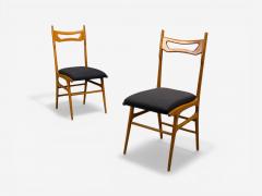 Vittorio Vago Mobili Six Dining Chairs Fruitwood Fabric Italy 1960s - 4533664
