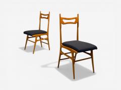 Vittorio Vago Mobili Six Dining Chairs Fruitwood Fabric Italy 1960s - 4533665