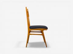 Vittorio Vago Mobili Six Dining Chairs Fruitwood Fabric Italy 1960s - 4533669