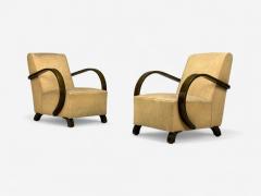 Vittorio Valabrega Vittorio Valabrega Beige Velvet Bentwood Lounge Chairs Italy 1940s - 4301752