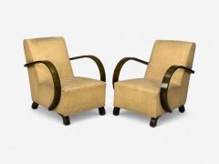 Vittorio Valabrega Vittorio Valabrega Beige Velvet Bentwood Lounge Chairs Italy 1940s - 4301757