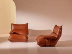 Vittorio Varo Vittorio Varo Pair of Leather Zinzolo Armchairs for Plan Interior Design Italy - 3473013