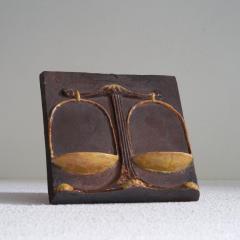 Vladim r David for Jihokera Bechyn Zodiac Studio Pottery Tile Scales Libra - 4608934