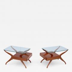 Vladimir Kagan 1960s Mid Century Modern Sculptural Side Tables With Floating Glass Top - 4748610