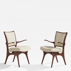 Vladimir Kagan Armchairs with Walnut Fabric USA 1960s - 4793434