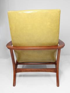 Vladimir Kagan Artisan Made in the Manner of Vladimir Kagan Green Leather Walnut Armchair - 3905234