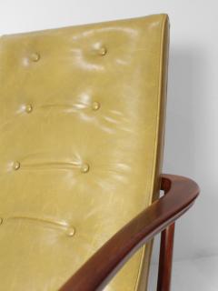 Vladimir Kagan Artisan Made in the Manner of Vladimir Kagan Green Leather Walnut Armchair - 3905236