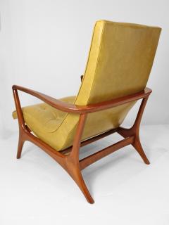 Vladimir Kagan Artisan Made in the Manner of Vladimir Kagan Green Leather Walnut Armchair - 3905240