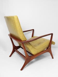 Vladimir Kagan Artisan Made in the Manner of Vladimir Kagan Green Leather Walnut Armchair - 3905242