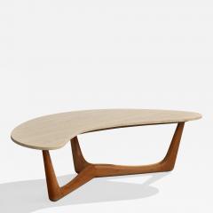 Vladimir Kagan Coffee Table with Walnut and Marble USA 1950s - 4796998