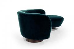 Vladimir Kagan Curved Sofa in Teal Velvet by Vladimir Kagan - 901006