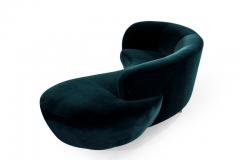 Vladimir Kagan Curved Sofa in Teal Velvet by Vladimir Kagan - 901010