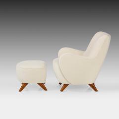 Vladimir Kagan Early Rare High Back Barrel Lounge Chair and Ottoman by Vladimir Kagan - 2434179