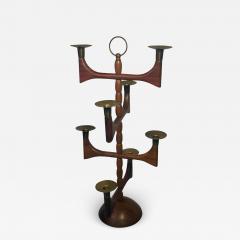 Vladimir Kagan MID CENTURY MODERNIST WALNUT BRASS 8 LIGHT CANDLESTICK IN THE MANNER OF KAGAN - 2474535
