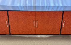 Vladimir Kagan Mid Century Modern Sideboard Credenza Kagan Style Red Lacquered and Ebony - 2936225