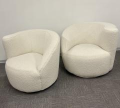 Vladimir Kagan Mid Century Modern Vladimir Kagan Nautilus Style Swivel Lounge Chairs Boucl  - 2968685