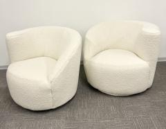 Vladimir Kagan Mid Century Modern Vladimir Kagan Nautilus Style Swivel Lounge Chairs Boucl  - 2968686