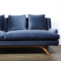Vladimir Kagan Mid Century Smoked Sapphire Velvet Sculptural Supported Sofa by Vladimir Kagan - 4465771