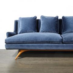Vladimir Kagan Mid Century Smoked Sapphire Velvet Sculptural Supported Sofa by Vladimir Kagan - 4465772