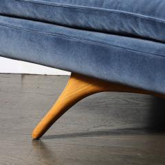 Vladimir Kagan Mid Century Smoked Sapphire Velvet Sculptural Supported Sofa by Vladimir Kagan - 4465773