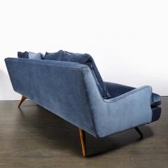 Vladimir Kagan Mid Century Smoked Sapphire Velvet Sculptural Supported Sofa by Vladimir Kagan - 4465776