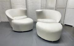 Vladimir Kagan Pair Nautilus Style Lounge Chairs with Matching Ottomans - 2734665