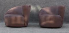Vladimir Kagan Pair Vladimir Kagan Directional Nautilus Corkscrew Matching Grey Swivel Chairs - 3427807